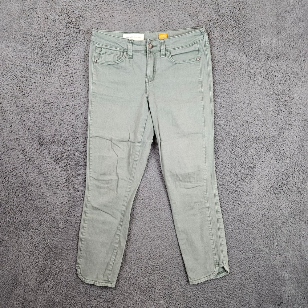 Pilcro and the Letterpress Stet‎ Cropped Slim Sage Green Pants Size 27 Step Hem